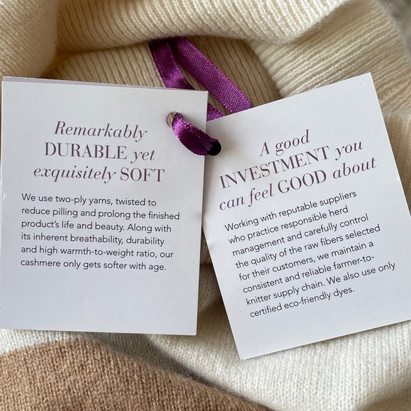 Garnet Hill Mongolian Cashmere Turtleneck Sweater in Ivory & Camel Size XS (2-4) - Picture 13 of 14